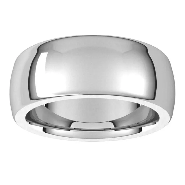 TreasureFineJewelers Rings 18K White Gold 8 mm Half Round Comfort Fit Heavy Wedding Band