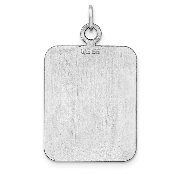 TreasureFineJewelers SS Rhplt Engraveable Rectangle Polished FrontSatin Back Disc Charm Charm Necklaces