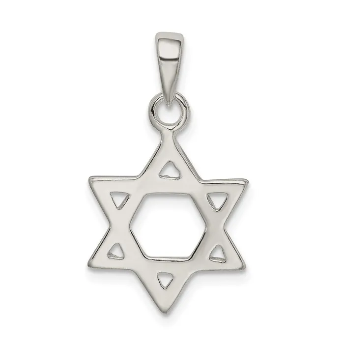 TreasureFineJewelers Sterling Silver Textured Star of David Pendant Necklaces