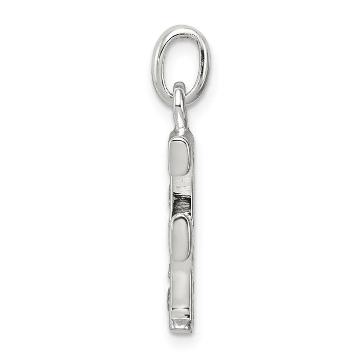TreasureFineJewelers Sterling Silver White CZ Letter F Initial Pendant Necklaces