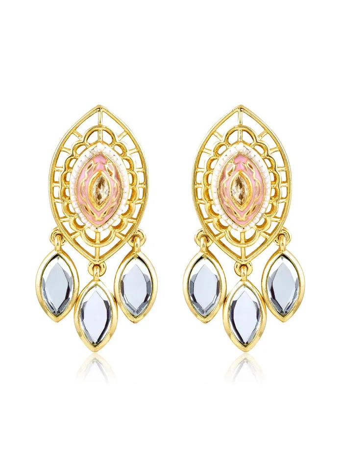 Aina Crystal Eye Pink and Gold Mirror Earrings Curio Cottage Earrings Aina Crystal Eye Pink and Gold Mirror Earrings Curio Cottage Earrings