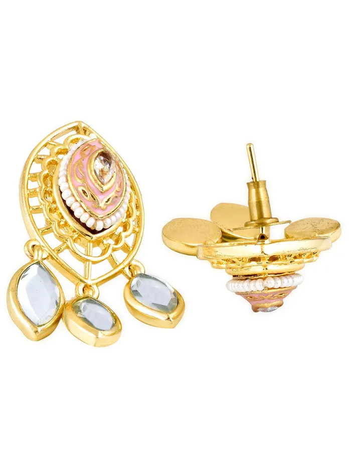 Aina Crystal Eye Pink and Gold Mirror Earrings Curio Cottage Earrings Aina Crystal Eye Pink and Gold Mirror Earrings Curio Cottage Earrings