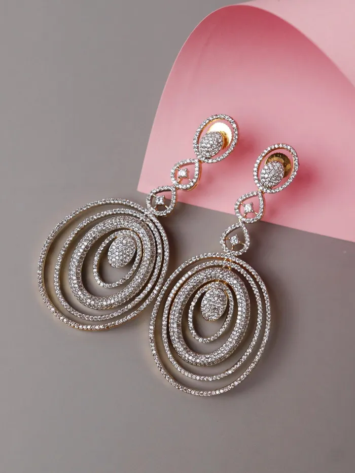 Curio Cottage Earrings Diamante Cubic Zirconia Loops Dangler Earrings Curio Cottage Earrings Diamante Cubic Zirconia Loops Dangler Earrings