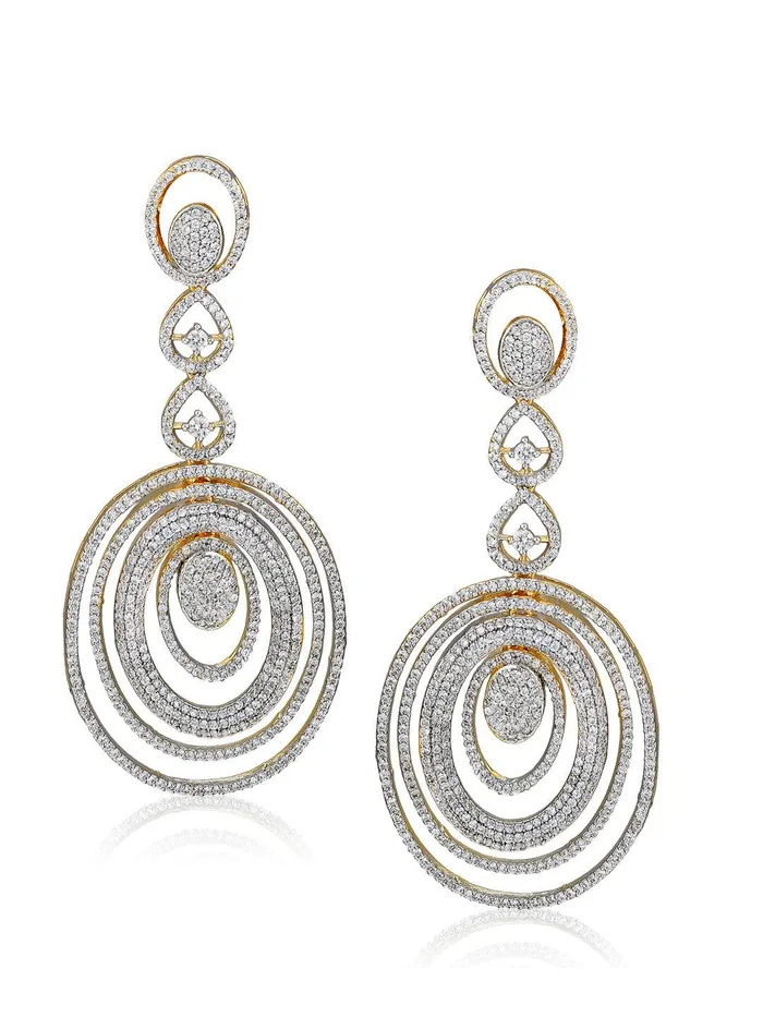 Curio Cottage Earrings Diamante Cubic Zirconia Loops Dangler Earrings Curio Cottage Earrings Diamante Cubic Zirconia Loops Dangler Earrings