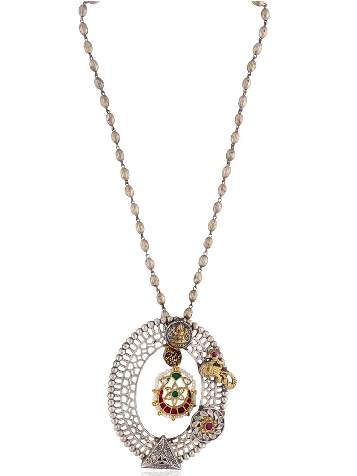 Curio Cottage Necklaces Aria Dual Tone Tribal Beads Long Necklace