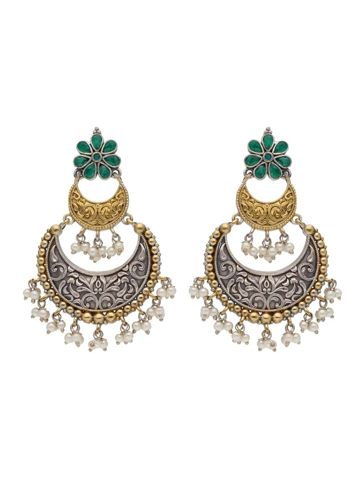 Earrings Curio Cottage The Gypsy Minted Gold Layered Chandbali Earrings Earrings Curio Cottage The Gypsy Minted Gold Layered Chandbali Earrings