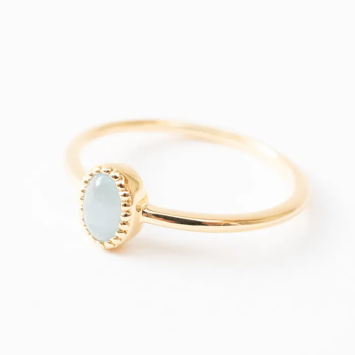 Tashi Rings Gold Vermeil Oval Cabachon Aquamarine Ring