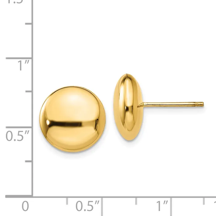 14k Polished 12mm Button Post EarringsWBCH1028 WB Choice Jewelry Earrings 14k Polished 12mm Button Post EarringsWBCH1028 WB Choice Jewelry Earrings