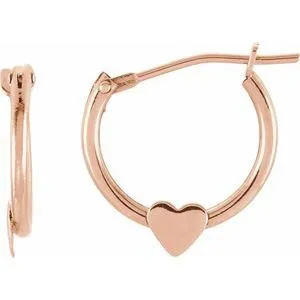 14K Rose Hinged Hoop Earrings with Heart19102601PSTWBC WB Choice Jewelry Earrings 14K Rose Hinged Hoop Earrings with Heart19102601PSTWBC WB Choice Jewelry Earrings