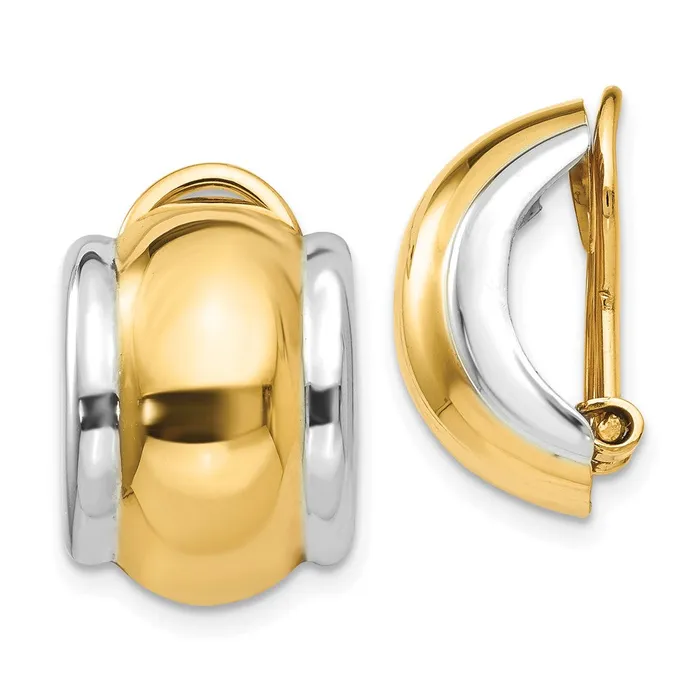 14k Twotone Omega Clip Nonpierced EarringsWBCH875 WB Choice Jewelry Earrings 14k Twotone Omega Clip Nonpierced EarringsWBCH875 WB Choice Jewelry Earrings