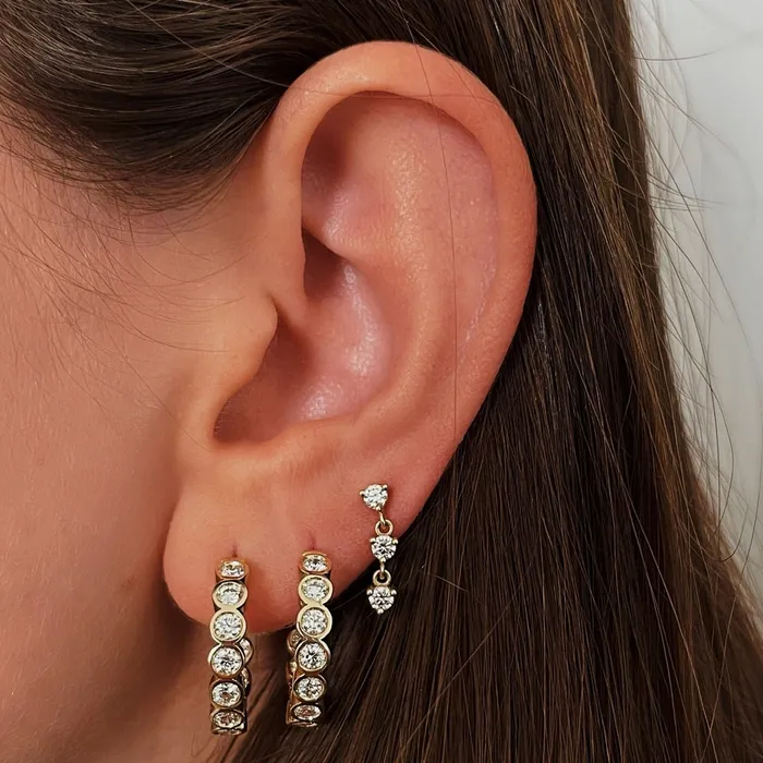 3 Diamond Dangle Stud Earrings Shylee Rose Jewelry Earrings