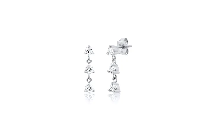 3 Diamond Dangle Stud Earrings Shylee Rose Jewelry Earrings