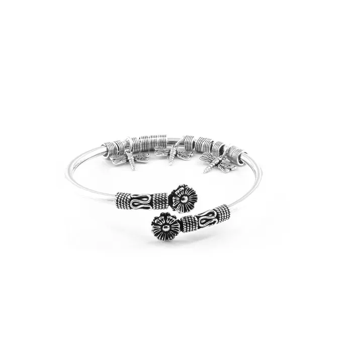Antique Flower Real Silver womens Bracelet Bangle Single Karizma Jewels Bracelets