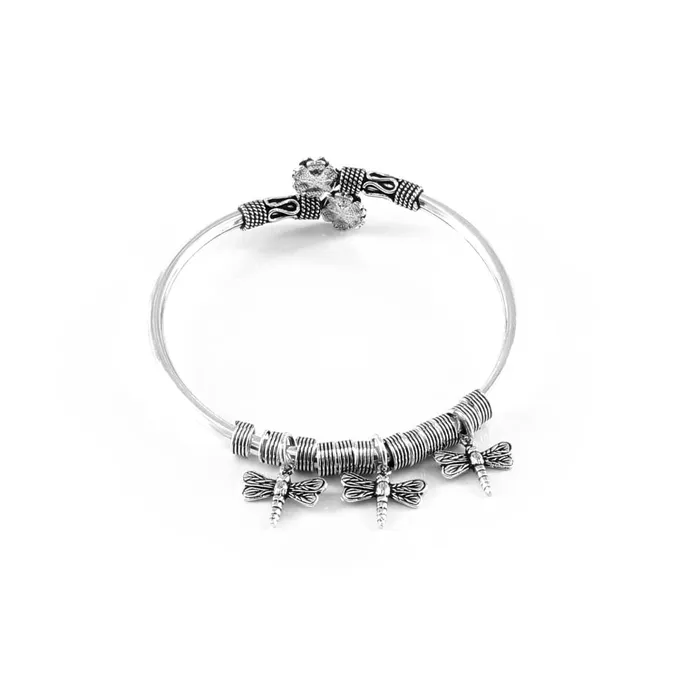 Antique Flower Real Silver womens Bracelet Bangle Single Karizma Jewels Bracelets