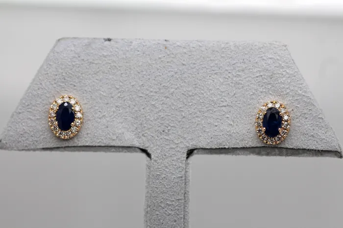 Earrings 14KY 56 Cttw Sapphire and Diamond Earrings ROYAL JEWELRY MFG INC
