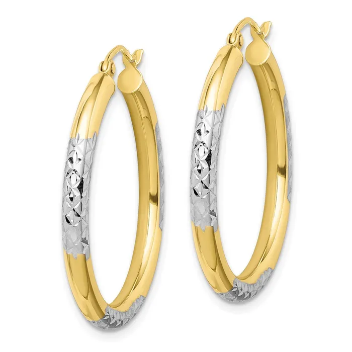 Earrings WB Choice Jewelry 10K Rhodium Diamond Cut 3mm Hoop EarringsWBC10TC356