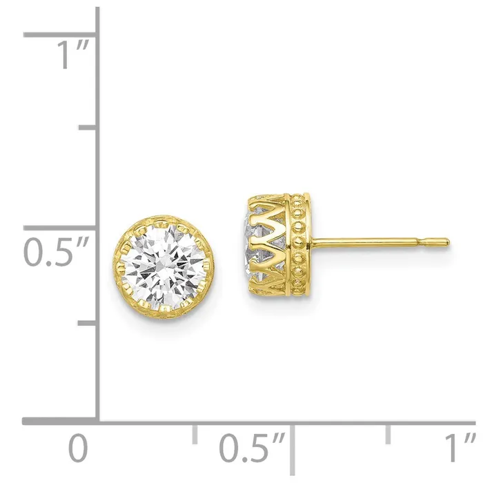 Earrings WB Choice Jewelry 10k Tiara Collection 7mm Polished CZ EarringsWBC10YC404