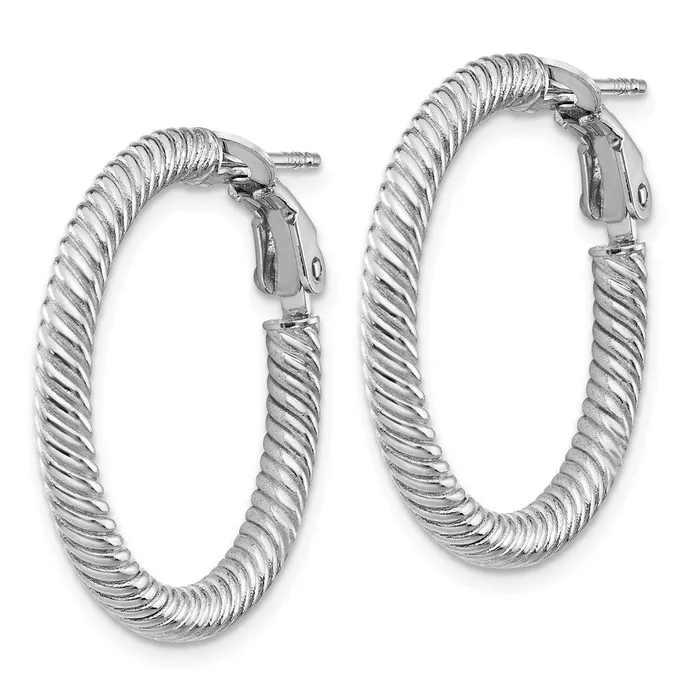 Earrings WB Choice Jewelry 14k 3x20mm White Gold Twisted Round Omega Back Hoop EarringsWBCPRE943W Earrings WB Choice Jewelry 14k 3x20mm White Gold Twisted Round Omega Back Hoop EarringsWBCPRE943W
