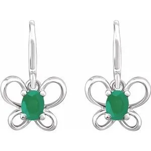 Earrings WB Choice Jewelry 14K White 4x3 mm Oval May Youth Butterfly Birthstone Earrings 653417614PSTWBC Earrings WB Choice Jewelry 14K White 4x3 mm Oval May Youth Butterfly Birthstone Earrings 653417614PSTWBC