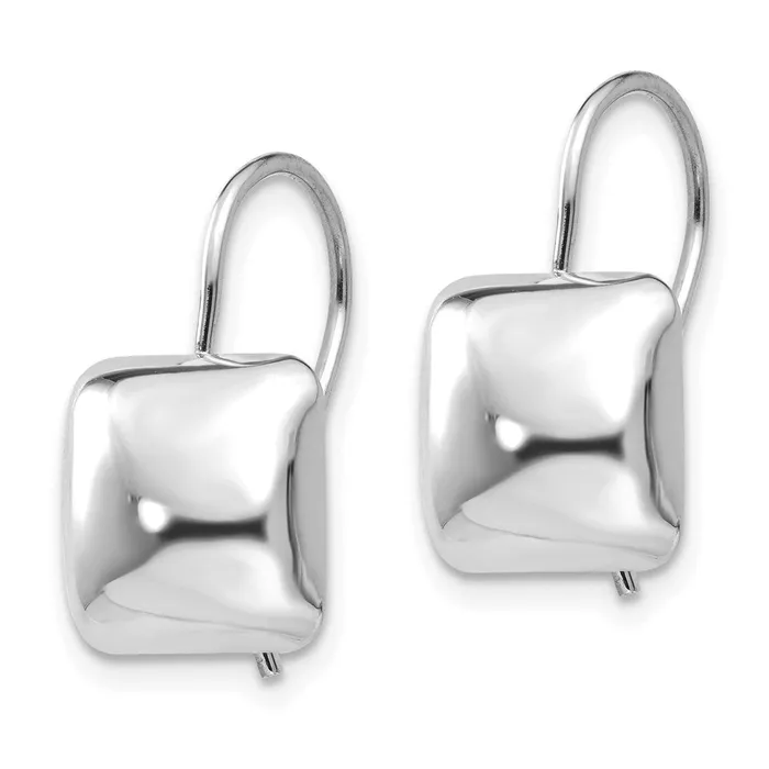 Earrings WB Choice Jewelry 14k White Polished 95mm Puffed Square Kidney Wire EarringsWBCH1041 Earrings WB Choice Jewelry 14k White Polished 95mm Puffed Square Kidney Wire EarringsWBCH1041