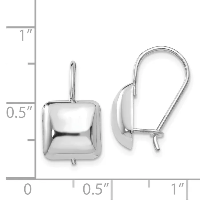 Earrings WB Choice Jewelry 14k White Polished 95mm Puffed Square Kidney Wire EarringsWBCH1041 Earrings WB Choice Jewelry 14k White Polished 95mm Puffed Square Kidney Wire EarringsWBCH1041