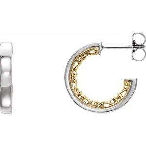 Earrings WB Choice Jewelry 14K White Yellow 16x26 mm VintageInspired Hoop Earrings86650603PSTWBC Earrings WB Choice Jewelry 14K White Yellow 16x26 mm VintageInspired Hoop Earrings86650603PSTWBC