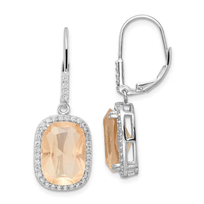 Earrings WB Choice Jewelry Cheryl M SS Rhodplated CZ Peach Center White CZ Leverback EarringWBCQCM1478 Earrings WB Choice Jewelry Cheryl M SS Rhodplated CZ Peach Center White CZ Leverback EarringWBCQCM1478