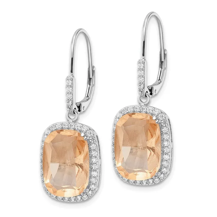 Earrings WB Choice Jewelry Cheryl M SS Rhodplated CZ Peach Center White CZ Leverback EarringWBCQCM1478 Earrings WB Choice Jewelry Cheryl M SS Rhodplated CZ Peach Center White CZ Leverback EarringWBCQCM1478