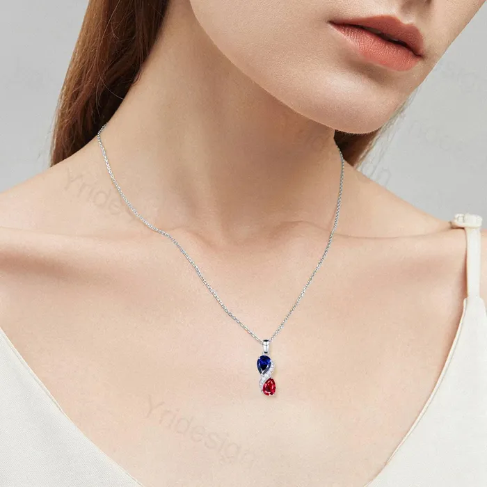 Necklaces Unique Sapphire Ruby Pendant Necklace Women Alternative Moissanite snake necklace Vintage Art Deco Promise Gift pear shaped pendant for mom PENFINE