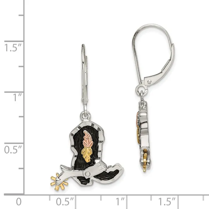 Sterling Silver 12K Antiqued Boot w10K Spur EarringsWBCQBH108 WB Choice Jewelry Earrings Sterling Silver 12K Antiqued Boot w10K Spur EarringsWBCQBH108 WB Choice Jewelry Earrings