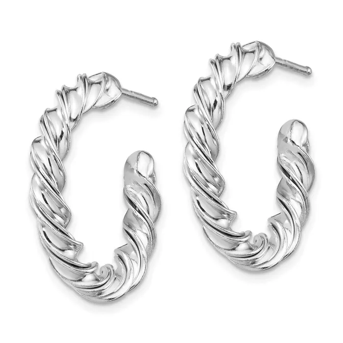 Sterling Silver RHplated Polished Twisted 3mm Post Hoop EarringsWBCQE13188 WB Choice Jewelry Earrings Sterling Silver RHplated Polished Twisted 3mm Post Hoop EarringsWBCQE13188 WB Choice Jewelry Earrings
