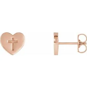WB Choice Jewelry Earrings 14K Rose Heart Cross EarringsR17017602PSTWBC