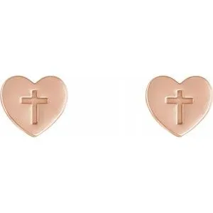 WB Choice Jewelry Earrings 14K Rose Heart Cross EarringsR17017602PSTWBC WB Choice Jewelry Earrings 14K Rose Heart Cross EarringsR17017602PSTWBC