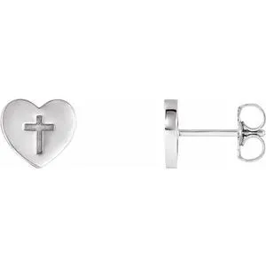 WB Choice Jewelry Earrings 14K Rose Heart Cross EarringsR17017602PSTWBC WB Choice Jewelry Earrings 14K Rose Heart Cross EarringsR17017602PSTWBC