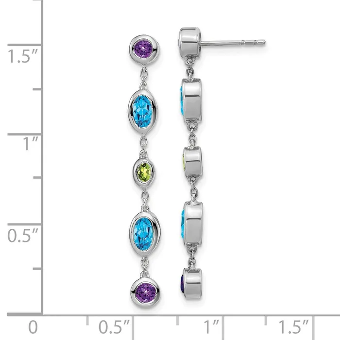 WB Choice Jewelry Earrings 14k White Gold AmethystBlue TopazPeridot Dangle EarringsWBCEM7133AMBTPEW