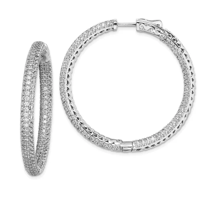 WB Choice Jewelry Earrings Sterling Silver Rhodiumplated Pav CZ 380 stones Hoop EarringsWBCQE11078 WB Choice Jewelry Earrings Sterling Silver Rhodiumplated Pav CZ 380 stones Hoop EarringsWBCQE11078