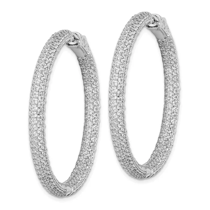WB Choice Jewelry Earrings Sterling Silver Rhodiumplated Pav CZ 380 stones Hoop EarringsWBCQE11078 WB Choice Jewelry Earrings Sterling Silver Rhodiumplated Pav CZ 380 stones Hoop EarringsWBCQE11078