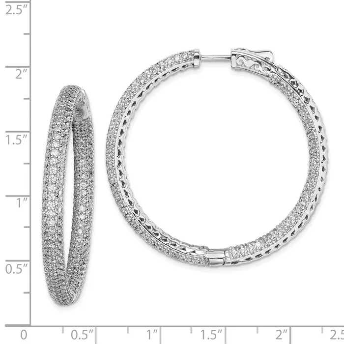 WB Choice Jewelry Earrings Sterling Silver Rhodiumplated Pav CZ 380 stones Hoop EarringsWBCQE11078 WB Choice Jewelry Earrings Sterling Silver Rhodiumplated Pav CZ 380 stones Hoop EarringsWBCQE11078
