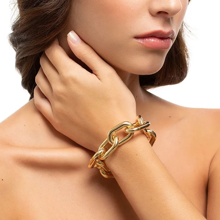 Bracelets Jack Vartanian LARGE CHAIN BRACELET IN 18K YELLOW GOLD PLATED SILVER