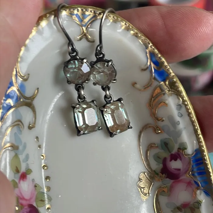 Earrings Vintage Paris Jewelry Saphiret Earrings Sterling Silver Vintage