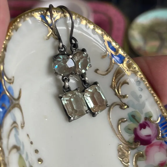 Earrings Vintage Paris Jewelry Saphiret Earrings Sterling Silver Vintage