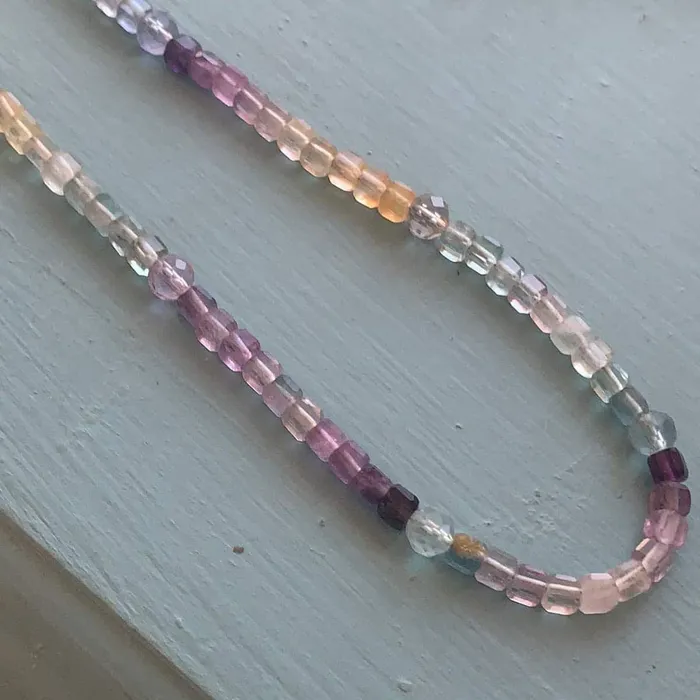 Love Vintage Paris Ocean Ombre Faceted FluoriteNecklace Gold Filled Handmade PreStyled Sets