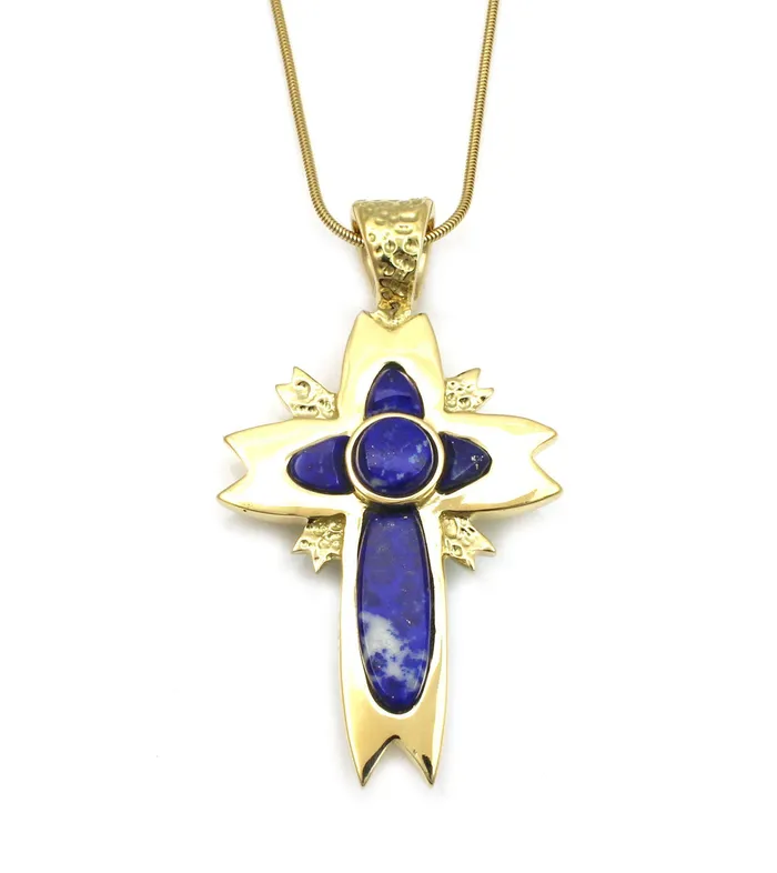 Necklaces Ben Nighthorse Reversible Gold Cherry Blossom Cross Pendant