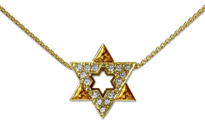 Necklaces Necklace Star of David 18kt Yellow Gold Yellow Sapphires Diamond Albert Hern