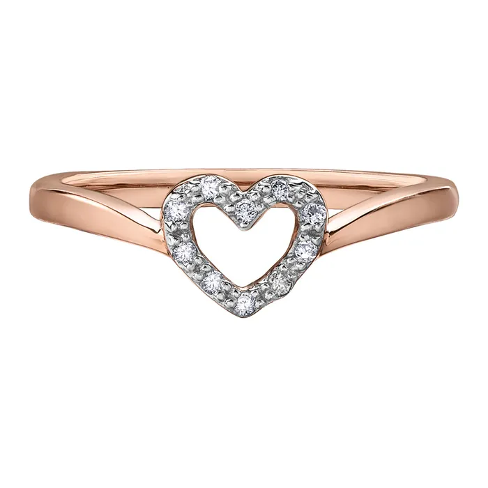 10kt Rose Gold Diamond Heart Womens Ring Independent Jewellers Rings