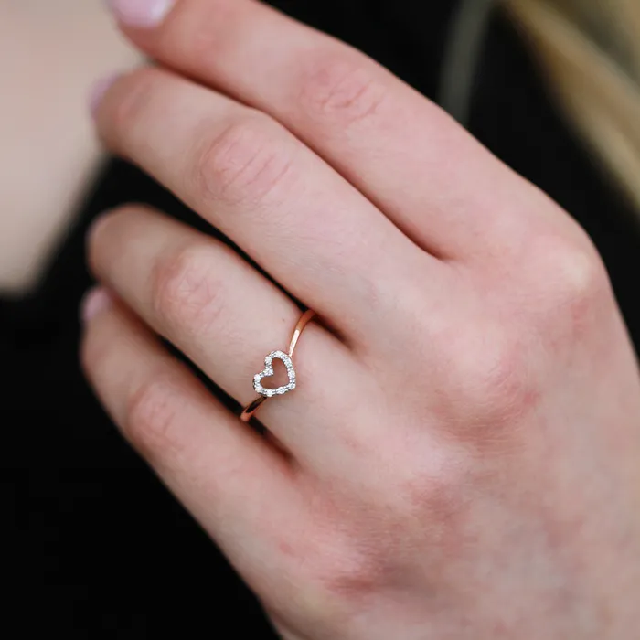 10kt Rose Gold Diamond Heart Womens Ring Independent Jewellers Rings