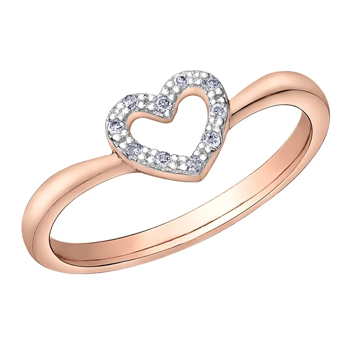 10kt Rose Gold Diamond Heart Womens Ring Independent Jewellers Rings