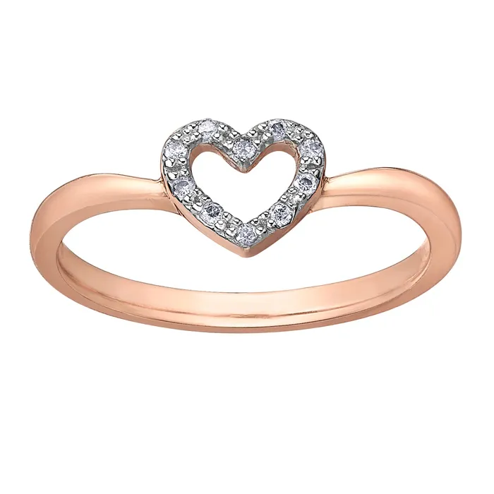 10kt Rose Gold Diamond Heart Womens Ring Independent Jewellers Rings
