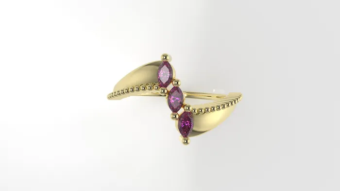 14K Ring with 3 MARQUISE TOURMALINE FILIGREE Stt Prong JCM DESIGN JEWELRY Rings