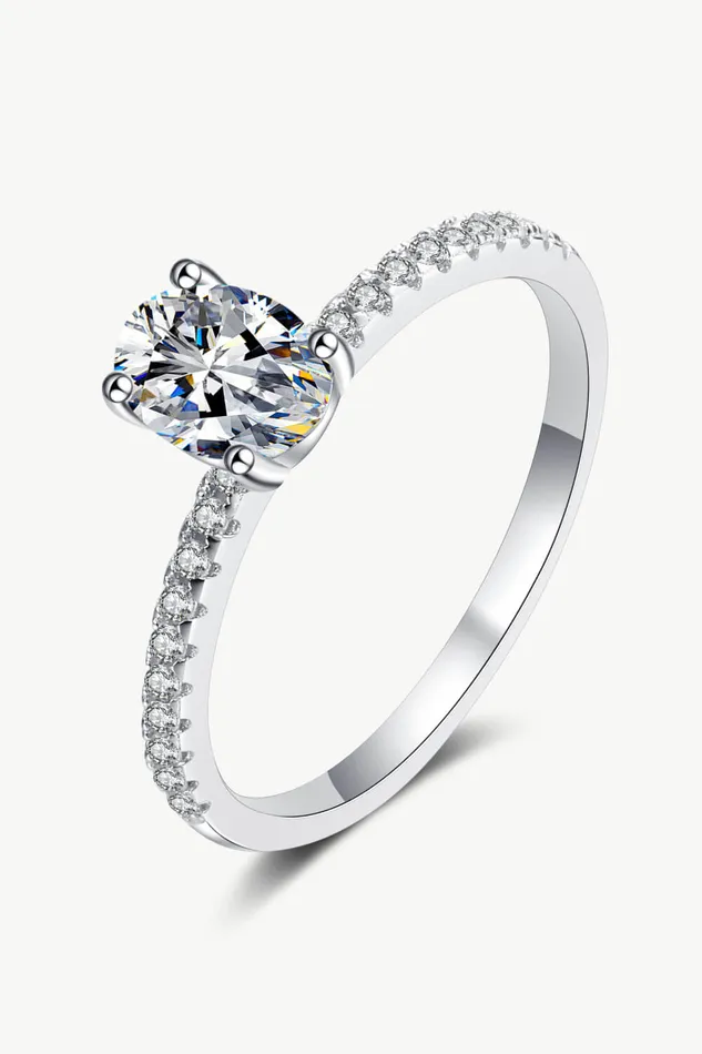 925 Sterling Silver Inlaid 1 Carat Moissanite Ring Trendsi Rings